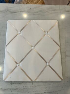 Ivory Fabric Memo Board with Champagne Ribbon